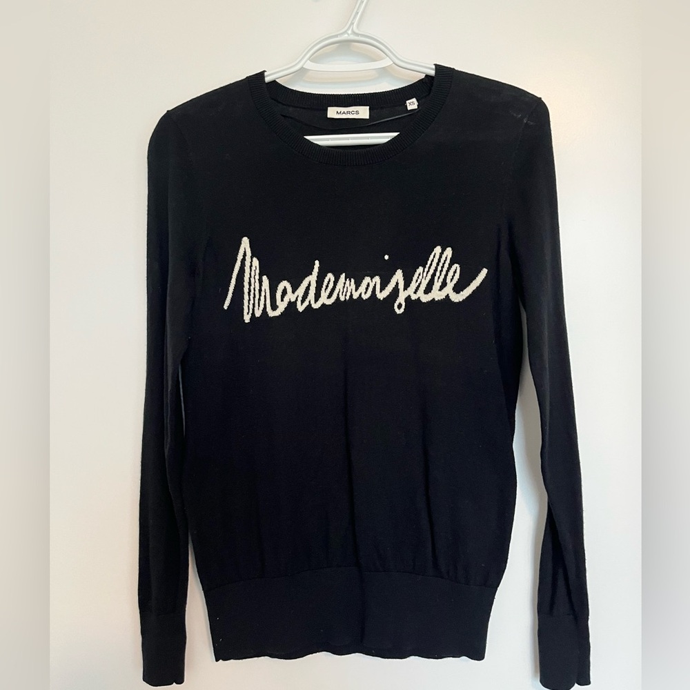 Marcs Black Silk Cashmere Crew Neck Sweater, Size XS
